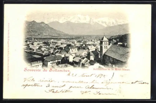 AK Sallanches, Panorama avec le Mont-Blanc