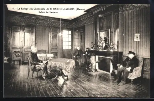 AK Saint-Martin-d`Ablois /Marne, Salon de Lecture dans le refuge des Cheminots
