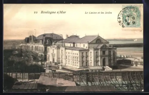 AK Boulogne sur Mer, Le Casino et les Jetées