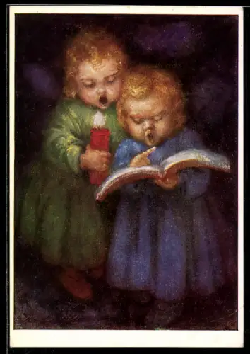 Künstler-AK Maria Spötl: Festprobe, singende Kinder