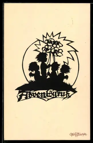 Künstler-AK Georg Plischke: Engel sitzen auf der Wiese, Adventsgruss