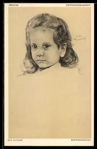 Künstler-AK Max Klinger: Mädchenporträt