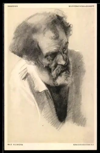 Künstler-AK Max Klinger: Gesicht eines bärtigen Mannes