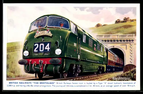 Künstler-AK British Railways - The Bristolian, englische Eisenbahn