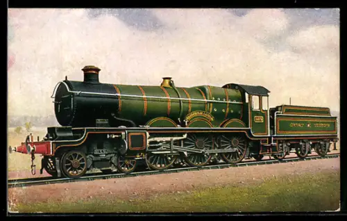 Künstler-AK G. W. R. 4-6-0 No. 4073 Caephilly Castle, englische Eisenbahn