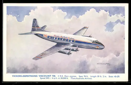 AK Flugzeug Vickers-Armstrong Viscount 720, Trans-Australia Airlines, über den Wolken