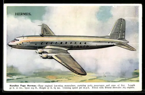 AK Handley Page Hermes, Four engined low-wing monoplane, Flugzeug in der Luft