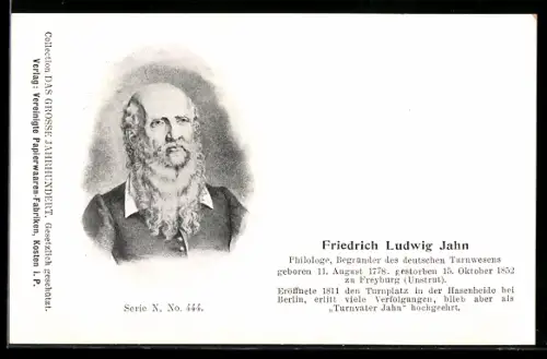 AK Friedrich Ludwig Jahn, Begründer des deutschen Turnwesens, 1778-1852