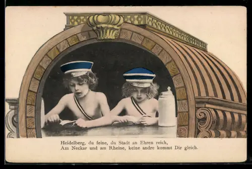 AK Heidelberg, Jungen als Studenten singen ein Lied, studentische Szene