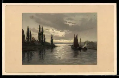 Künstler-Lithographie Meissner & Buch (M&B) Nr. 1981: Von der Küste, Landschaft