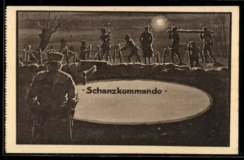 AK Schanzkommando bei nächtlicher Arbeit