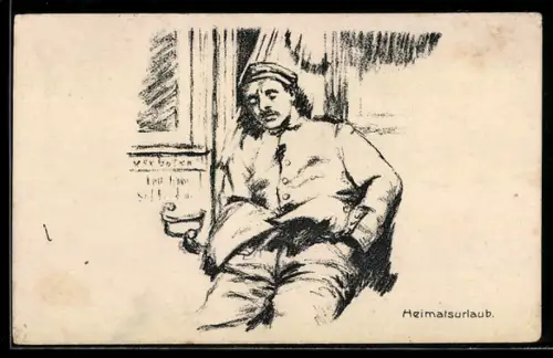 AK Heimaturlaub, Soldatenportrait