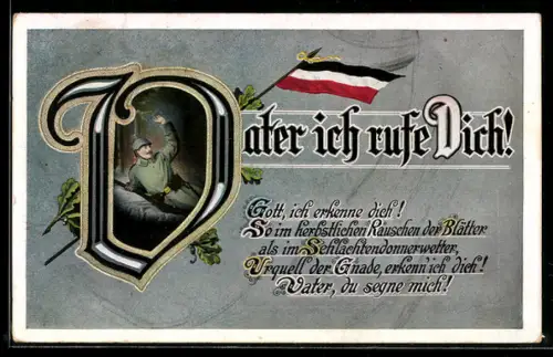 AK Am Boden liegender Soldat mit Gebet