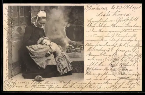 AK Chasse on Laou, Mutter mit Kind