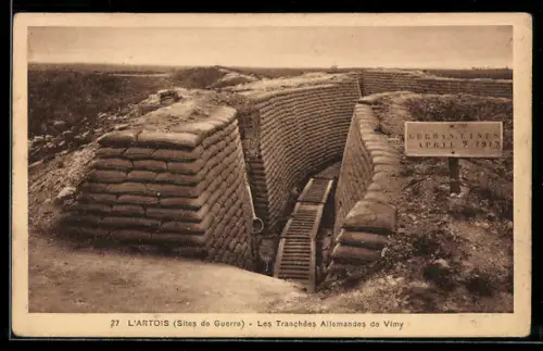 AK Vimy, L`Artois, Sites de Guerre, Les Tranchées Allemandes de Vimy