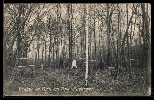 AK Pont-Faverger, Kriegsgräber im Park