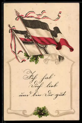 AK Reichsflagge und Reichskriegsflagge