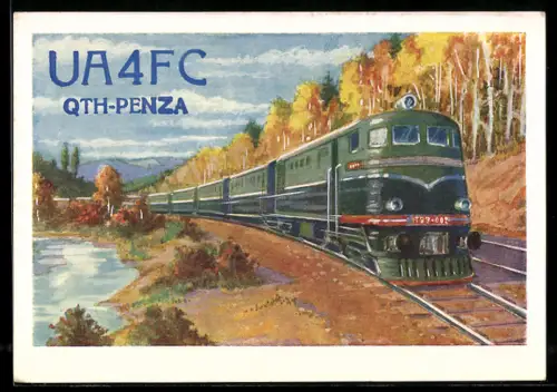 AK Radioverbindung mit einem Zug, der durch eine idyllische Landschaft fährt