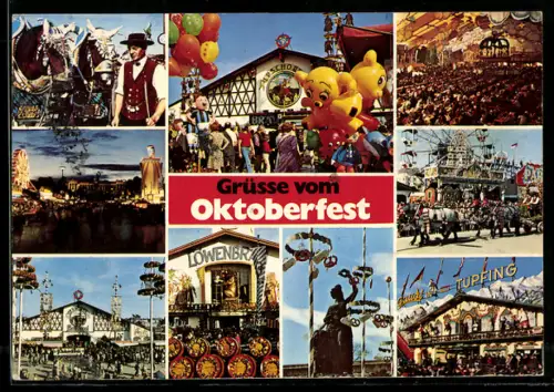 AK München, Verschiedene Szenen auf dem Oktoberfest