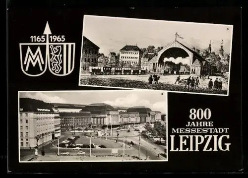 AK Verschiedene Szenen auf der Leipziger Messe u.a. am Bahnhof