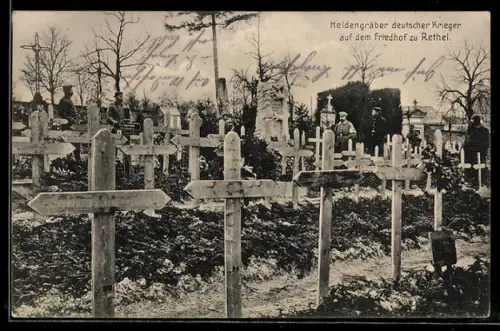 AK Rethel, Heldengräber deutscher Krieger auf dem Friedhof
