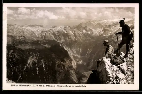 AK Blick v. Watzmann a. Obersee, Hagengebirge und Hochkönig