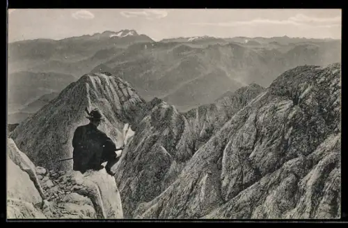 AK Bergsteiger auf Hoher Göll, Blick vom Gipfel
