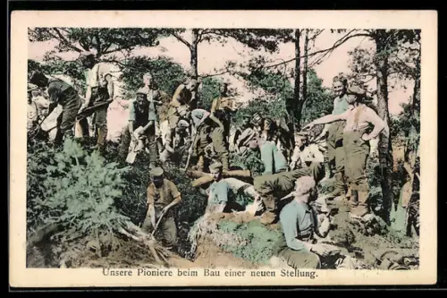 AK Unserer Pioniere beim Bau einer neuen Siedlung