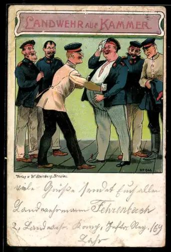 AK Landwehrsoldaten auf Kammer, 1. Weltkrieg