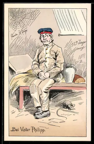 AK Soldat in Uniform mit Maus, 1. Weltkrieg