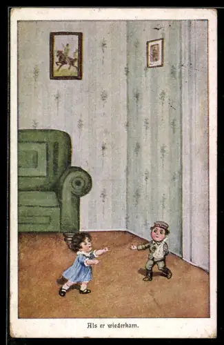 Künstler-AK Ad. Hoffmann unsign.: Kleiner Soldat kommt zu Frau