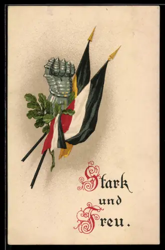 AK Fahnen des Zweibund und gepanzerte Faust