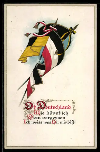 Künstler-AK Zweibundflaggen, Gedicht