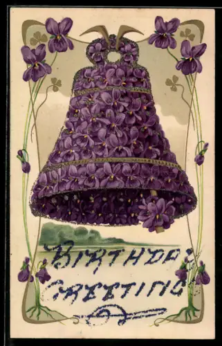 AK Aus violetten Blumen bestehende Glocke, Blumenbild