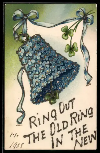 AK Aus Vergissmeinnicht und Klee bestehende Glocke, Blumenbild