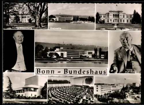 AK Bonn, Bundeshaus, Bundeskanzler Konrad Adenauer, Bundespräsident Theodor Heuss, Palais Schaumburg