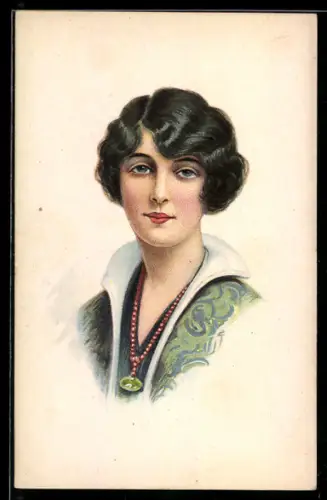 AK Junge hübsche Dame mit Halskette