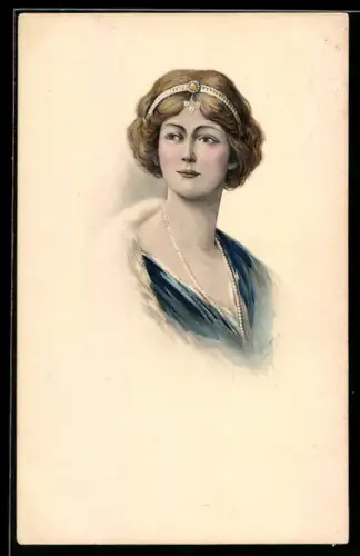 AK Junge Frau mit einem Haarreifen