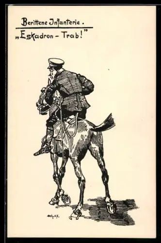 AK Berittener Infanteriesoldat im Eskadron-Trab