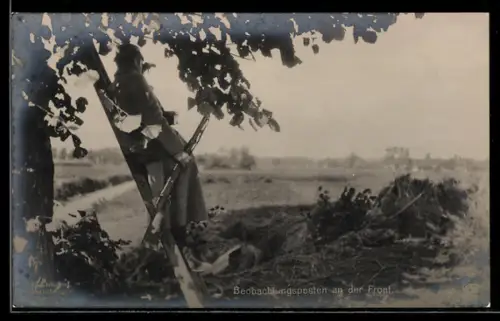 AK Infanteriesoldat auf Beobachtungsposten an der Front