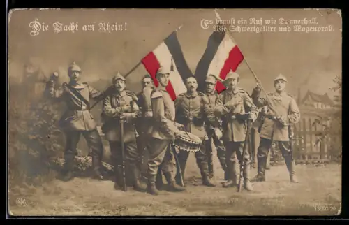 AK Infanteriesoldaten auf ihrem Wachposten am Rhein