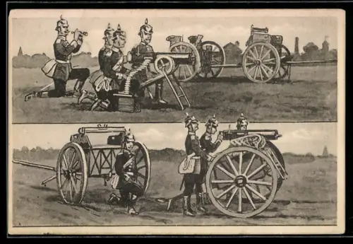 AK Infanteriesoldaten mit Geschütz im Manöver