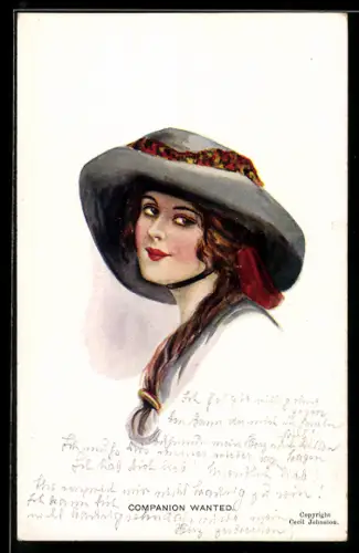 AK Junges Mädchen mit sommerlichem Hut