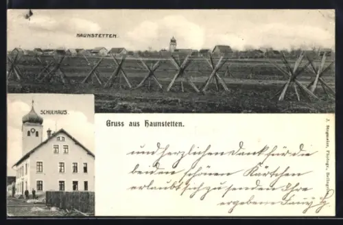 AK Haunstetten, Teilansicht, Schulhaus