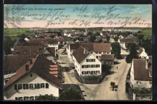 AK Haunstetten, Unterdorf vom Kirchturm aus gesehen