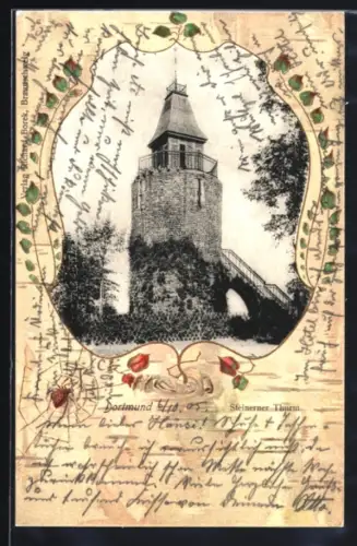 Lithographie Dortmund, Steinerner Turm, Spinnennetz