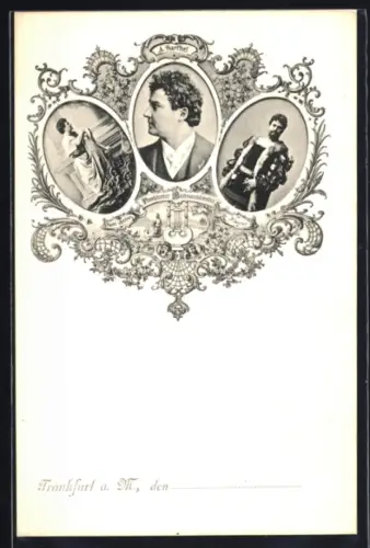 AK Frankfurt a. M., Theaterschauspieler A. Barthel als Marc-Anton und als Faust