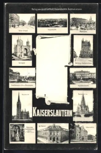 AK Kaiserslautern, Königliches Postamt, Marienkirche, Industrieschule