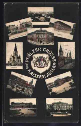 AK Kaiserslautern, Bezirkskommando, Apostelkirche, Marktplatz