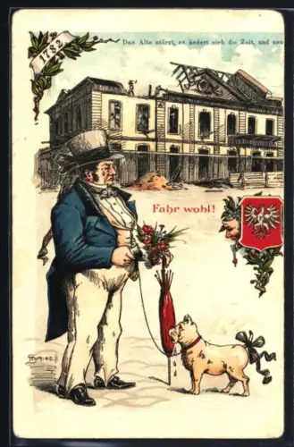 Lithographie Frankfurt /Main, Abschied vom Alten Theater